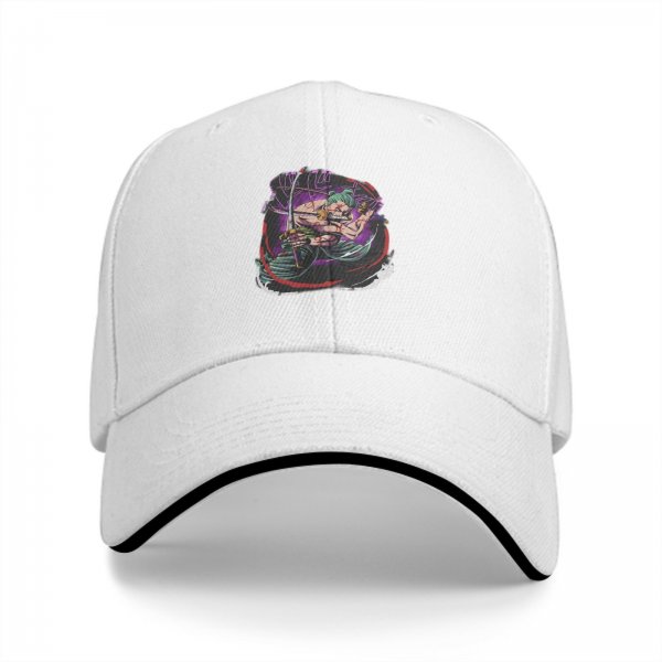 Black Baseball Cap With Anime Swordsman Character Print