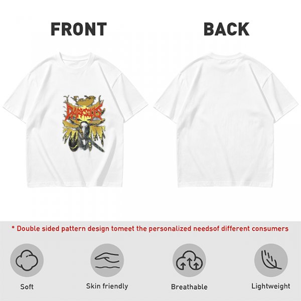 Olive graphic t-shirt with Dark Souls metal-style print