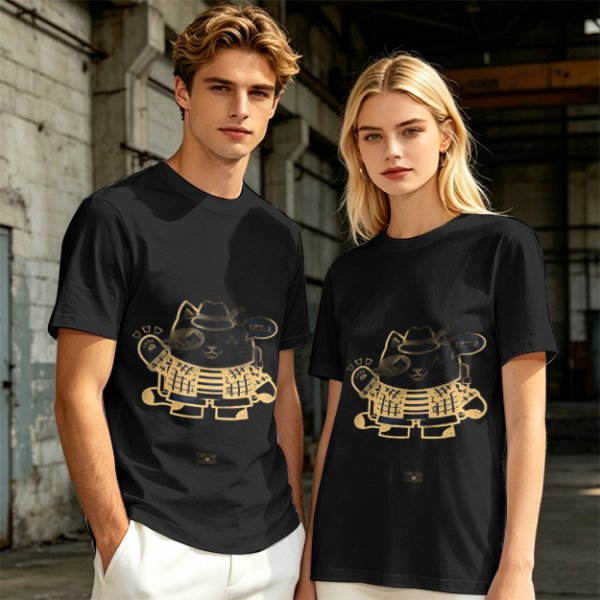 Olive Green T-Shirt With Stylish Cat Graphic Print