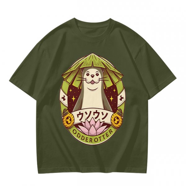 Otter with Straw Hat Graphic Tee Design