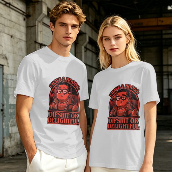 Olive Graphic T-Shirt With 'I Have 2 Moods: Dipshit Or Delightful' Print
