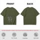 Olive T-shirt with Dancing Skeleton Graphic Print