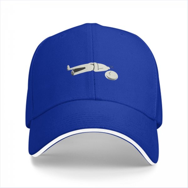 Black Baseball Cap With Funny Disconnected Stick Figure Print