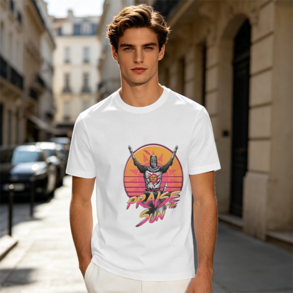 Olive T-Shirt With Praise The Sun Retro Knight Graphic