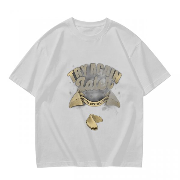 Olive T-Shirt With Try Again Later Fortune Cookie Print