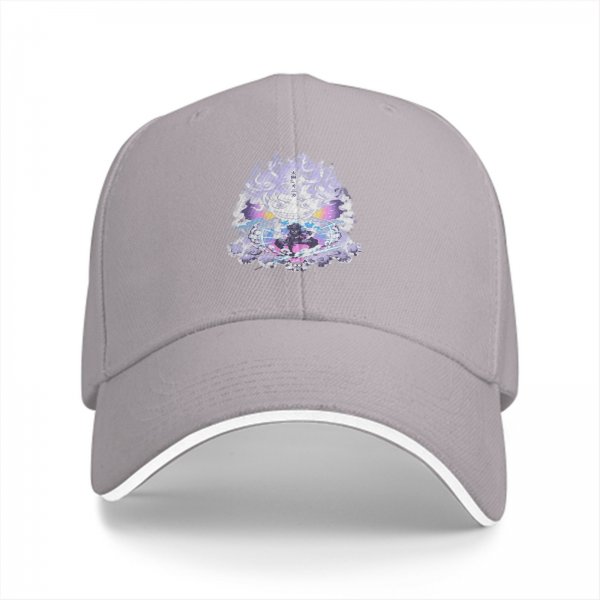Black Baseball Cap With Anime Themed Graphic Print