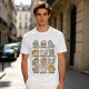 Olive green t-shirt with cute mythical monster cat graphic prints
