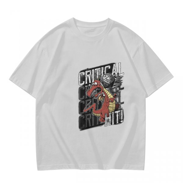 Critical Hit Dragon D20 DnD Themed Graphic T-Shirt