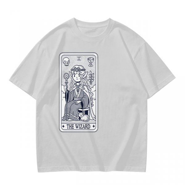 Olive T-Shirt With The Wizard Tarot Card Style Graphic Print