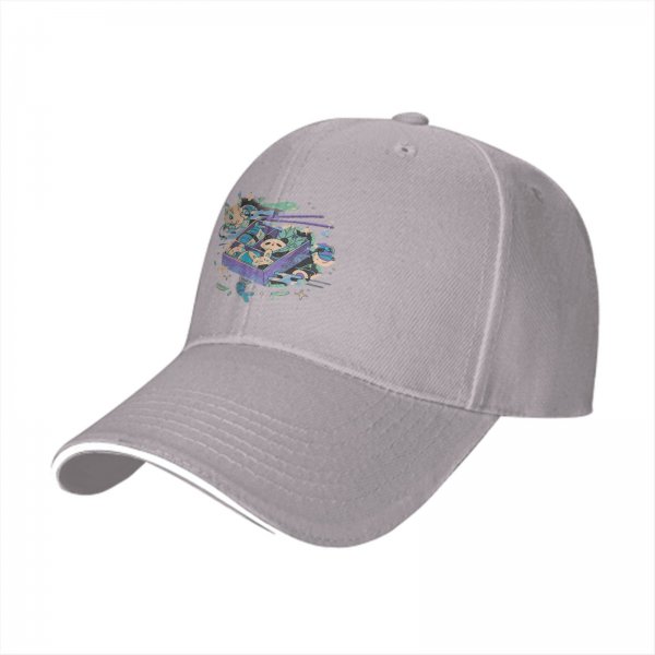 Black Baseball Cap With Whimsical Sushi Cat Bento Box Art