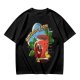 Olive green graphic t-shirt with caffeine team coffee cup and bean illustration