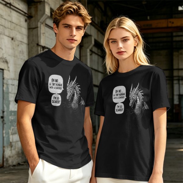 Olive Dragon Funny Sword Joke Graphic T-Shirt