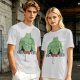 Oversized Army Green T-Shirt With Muscular Frog Lifting Dumbbells Print