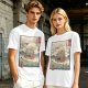Olive t-shirt with ukiyo-e style Howl's Moving Castle print