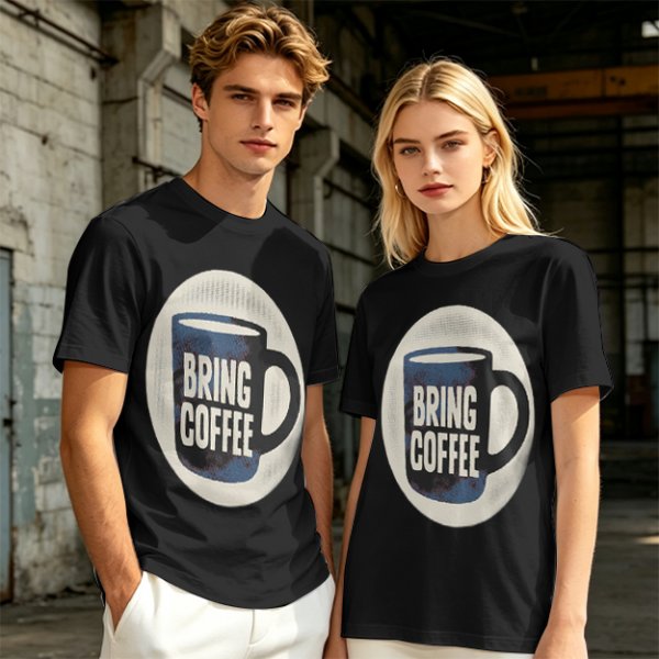 Olive Green Graphic T-Shirt With Bring Coffee Mug Print