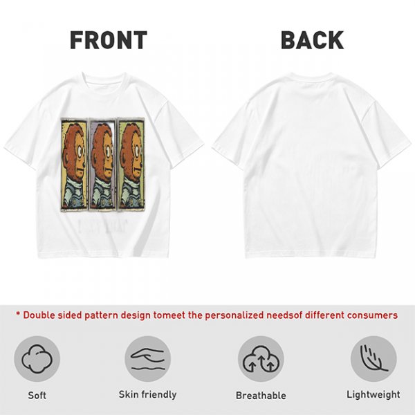 Olive Green T-Shirt With Three Panel Cartoon Monkey Head Print