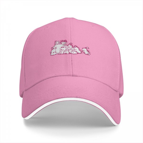 Black Baseball Cap With Pink Whimsical Graphic Design
