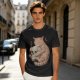Olive T-Shirt Featuring a Ginger Cat Hugging a Skull