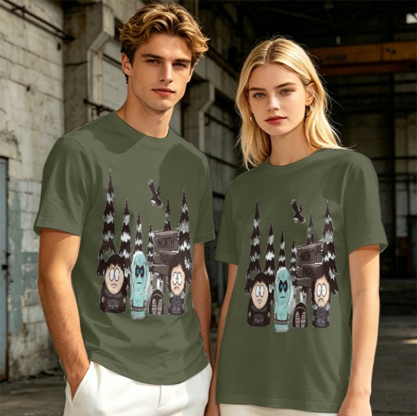 South Park Style North Park Winter Forest Graphic T-Shirt