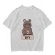 Olive T-Shirt With Grumpy Bear Holding Coffee Mug And 'NOPE' Print