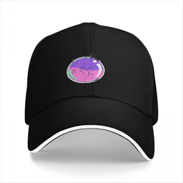 Black Baseball Cap With Colorful Bubble Cat Graphic Print