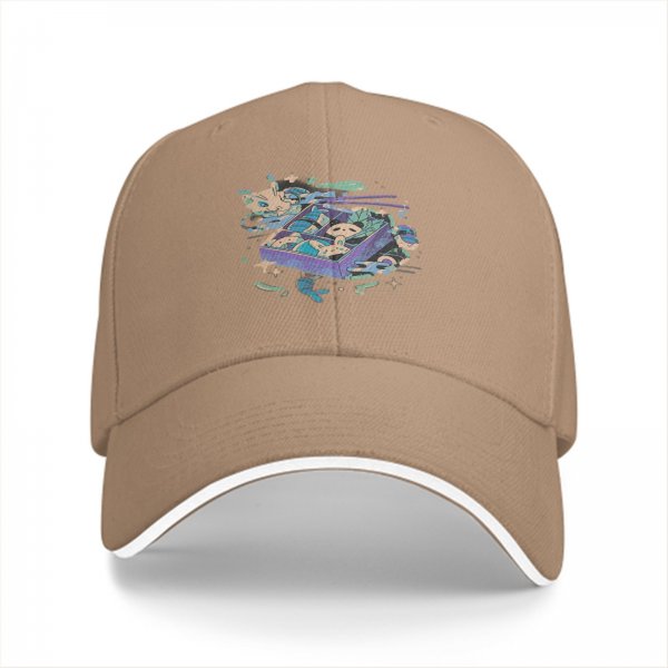 Black Baseball Cap With Whimsical Sushi Cat Bento Box Art