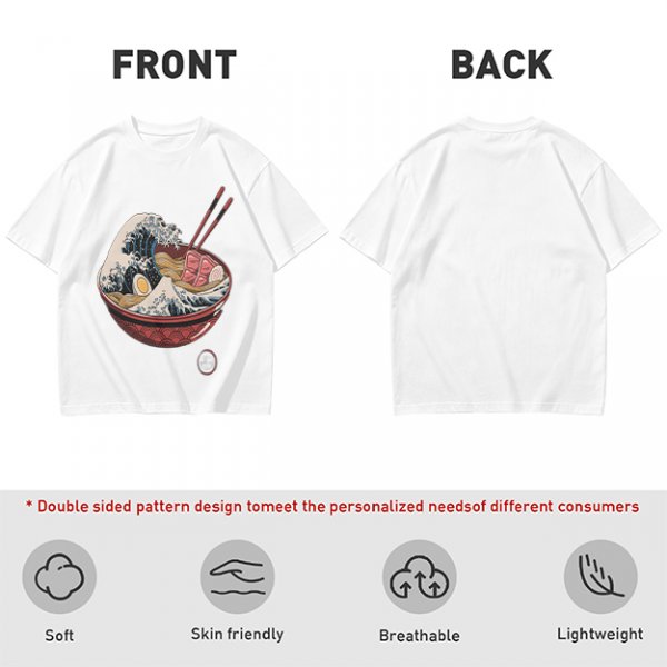 Olive T-Shirt Featuring The Great Wave Off Kanagawa Ramen Bowl Art