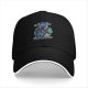 Black baseball cap with Galactic Gunshow skeleton graphic print