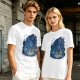 Olive T-Shirt With Blue Fantasy Monster Graphic Print