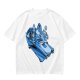 Olive T-shirt with retro blue cartoon car and characters graphic