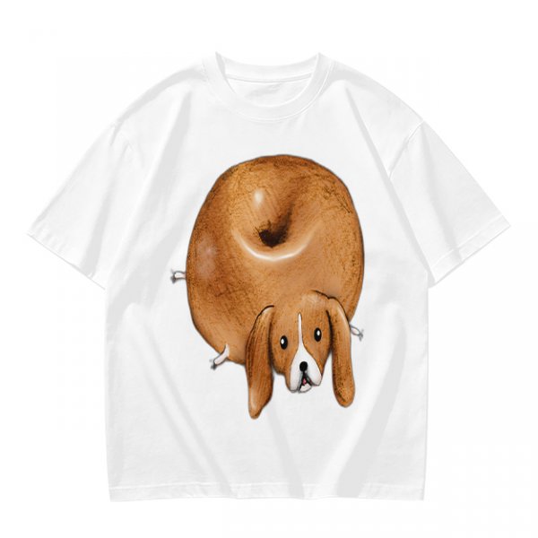 Olive Green T-Shirt With Donut Shaped Beagle Print