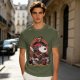 Olive T-Shirt Featuring Snoopy as a Fantasy Warrior with Woodstock