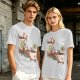 Olive green graphic tee with a sloth relaxing between anthropomorphic coffee mugs