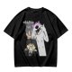 Olive graphic tee with Wednesday and Enid cartoon wolf design