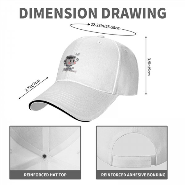 Black baseball cap with 'No Less Despresso' coffee cup graphic