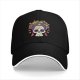 Black Baseball Cap With Colorful Sugar Skull And Food Artwork