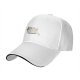 Black baseball cap with a stressed chubby white cat graphic