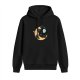 Black Hoodie With Cute Space Cats On Crescent Moon Design