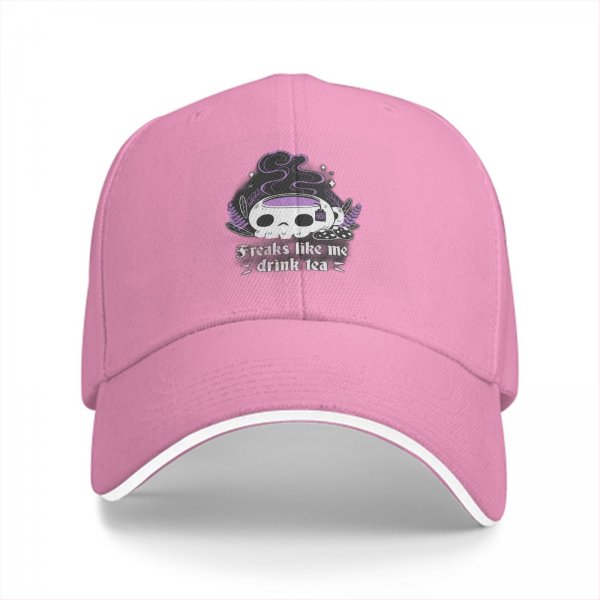 Freaks Like Me Drink Tea Skull Graphic Black Baseball Cap
