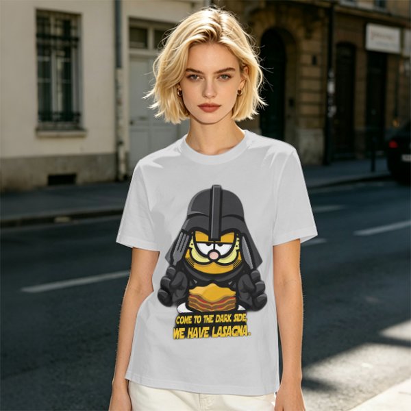 Garfield Darth Vader T-Shirt Come To The Dark Side We Have Lasagna