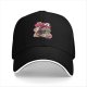 Black baseball cap with retro Rufio graphic print