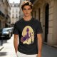 Olive t-shirt with witch flying on broom against full moon