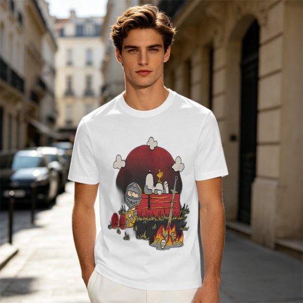 Snoopy and Charlie Brown Knight Campfire Graphic T-Shirt