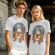 Olive T-shirt with Christmas Totoro Riding Catbus Graphic