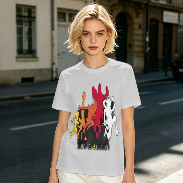 Olive Graphic T-Shirt with King Evolution Character Silhouettes