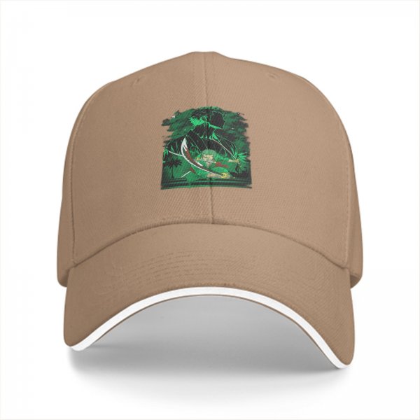 Black Baseball Cap With Anime Swordsman Green Graphic Print