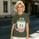 Olive Graphic Tee With Angry Coffee Cup I Need More Print