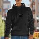 Black Hoodie with Cute Surprised Black Cat Graphic