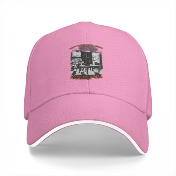 Black baseball cap with cat kitchen graphic and 'Return to Bed Human' text