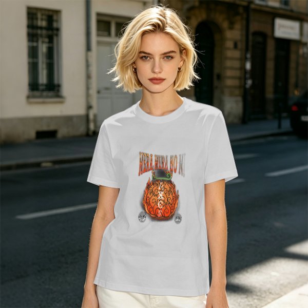 Olive T-Shirt with Flaming Devil Fruit Graphic Print